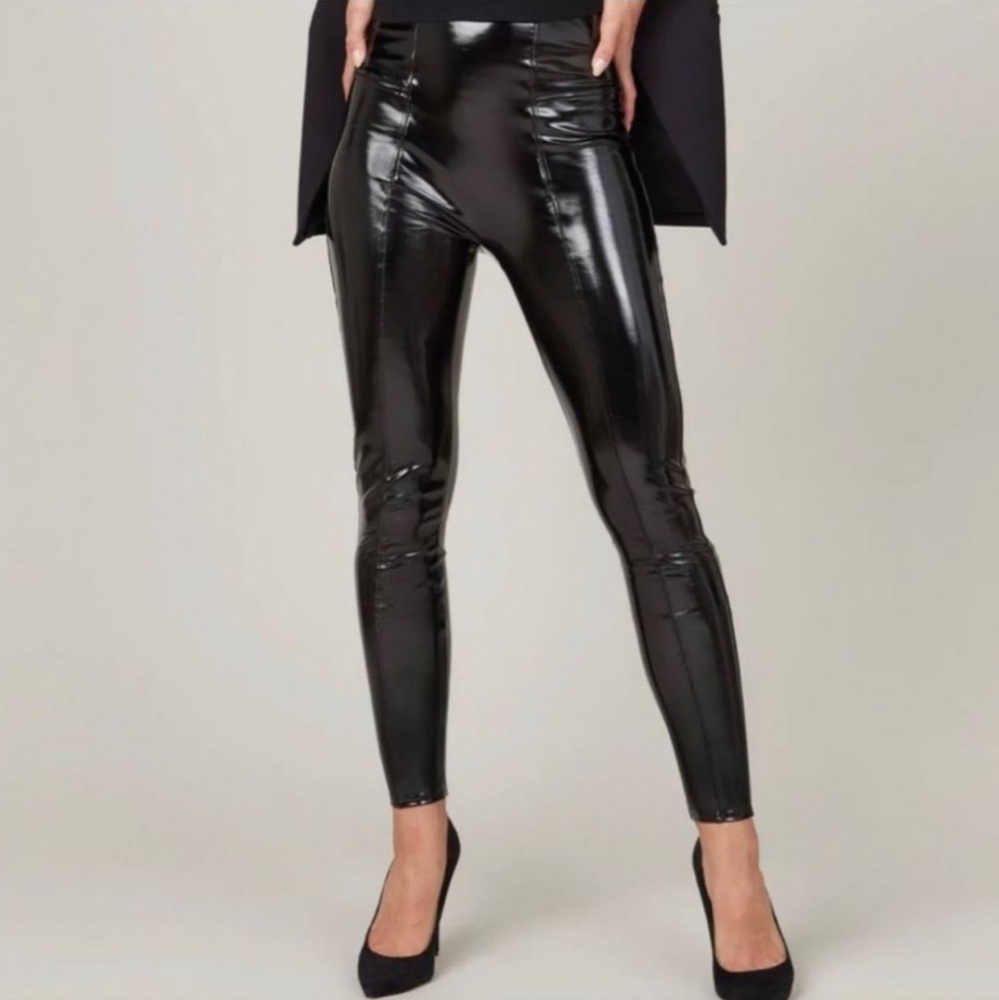 Spanx Faux Patent Leather Leggings in Classic Black